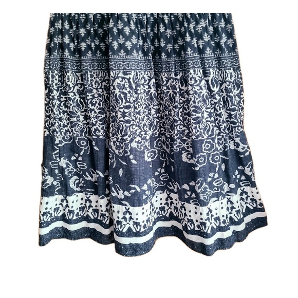 Phases Blue Smocked Peasant Boho Flare Dress Cotton Women's Sz M Anthropologie - Picture 3 of 5